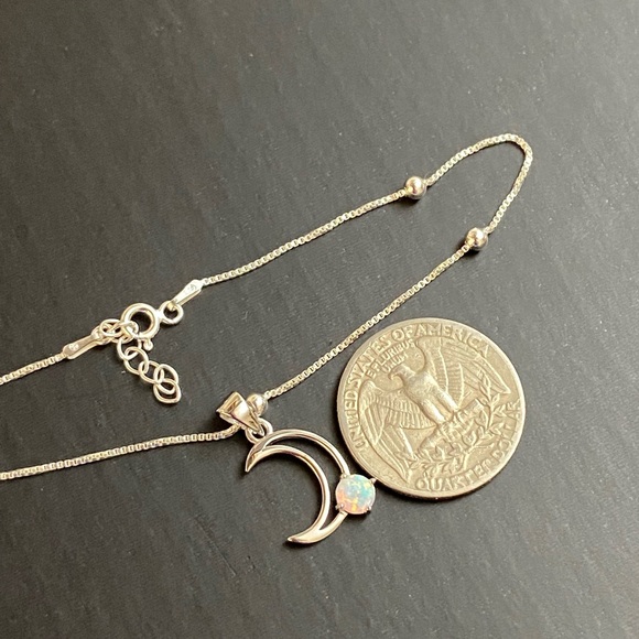 Sterling Silver Opal Moon Anklet - Picture 3 of 10